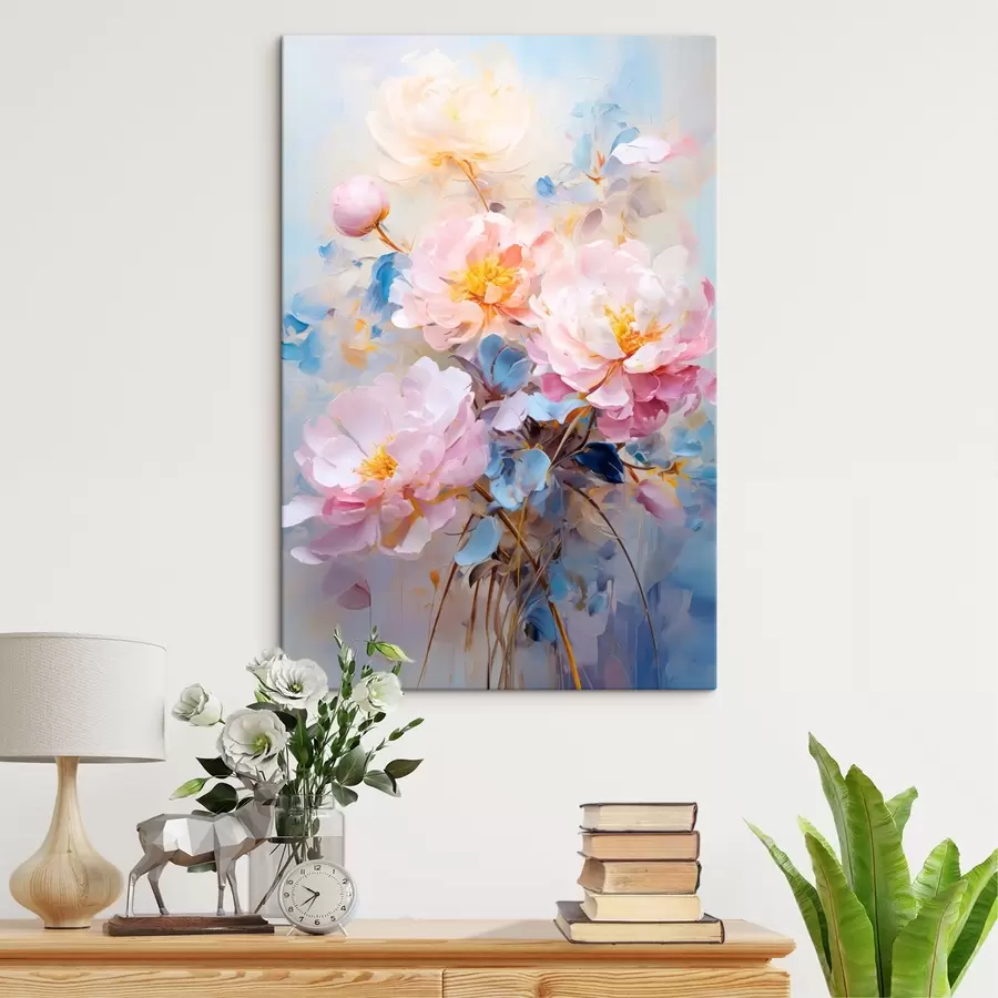 Obraz Abstraktní květiny: růžové a modré odstíny Č. s45652