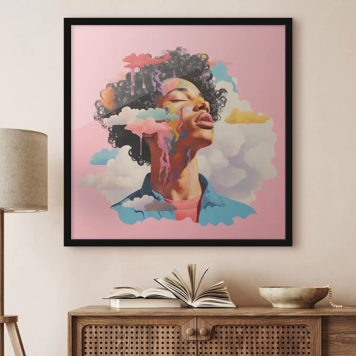 Poster Snílek v oblacích ve stylu akvarelu f45636