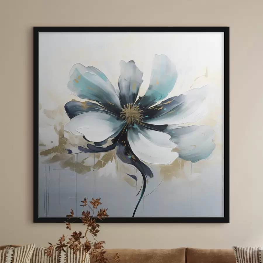 Fototapet Tyrkysový květ ve stylu olejomalby f45641