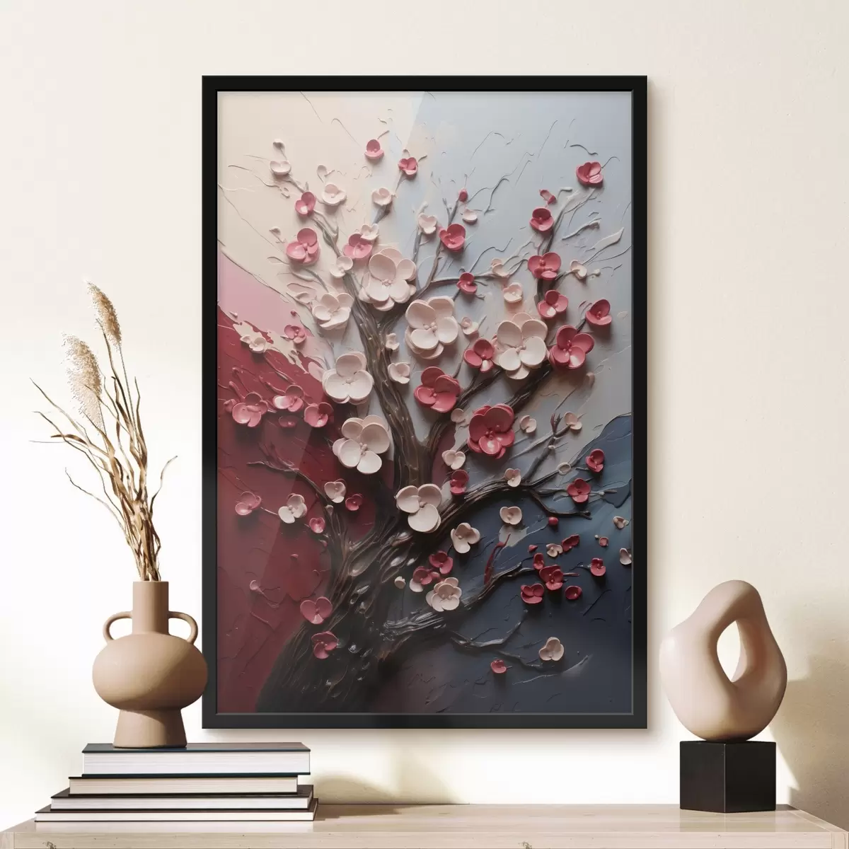 Poster Objemová sakura ve stylu texturované malby f45650