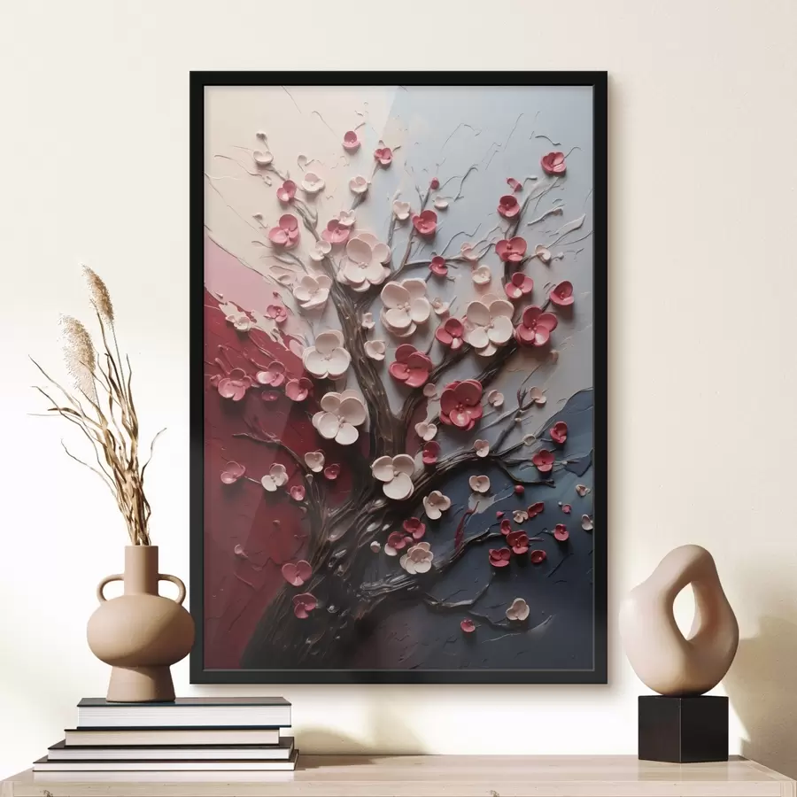 Fototapet Objemová sakura ve stylu texturované malby f45650