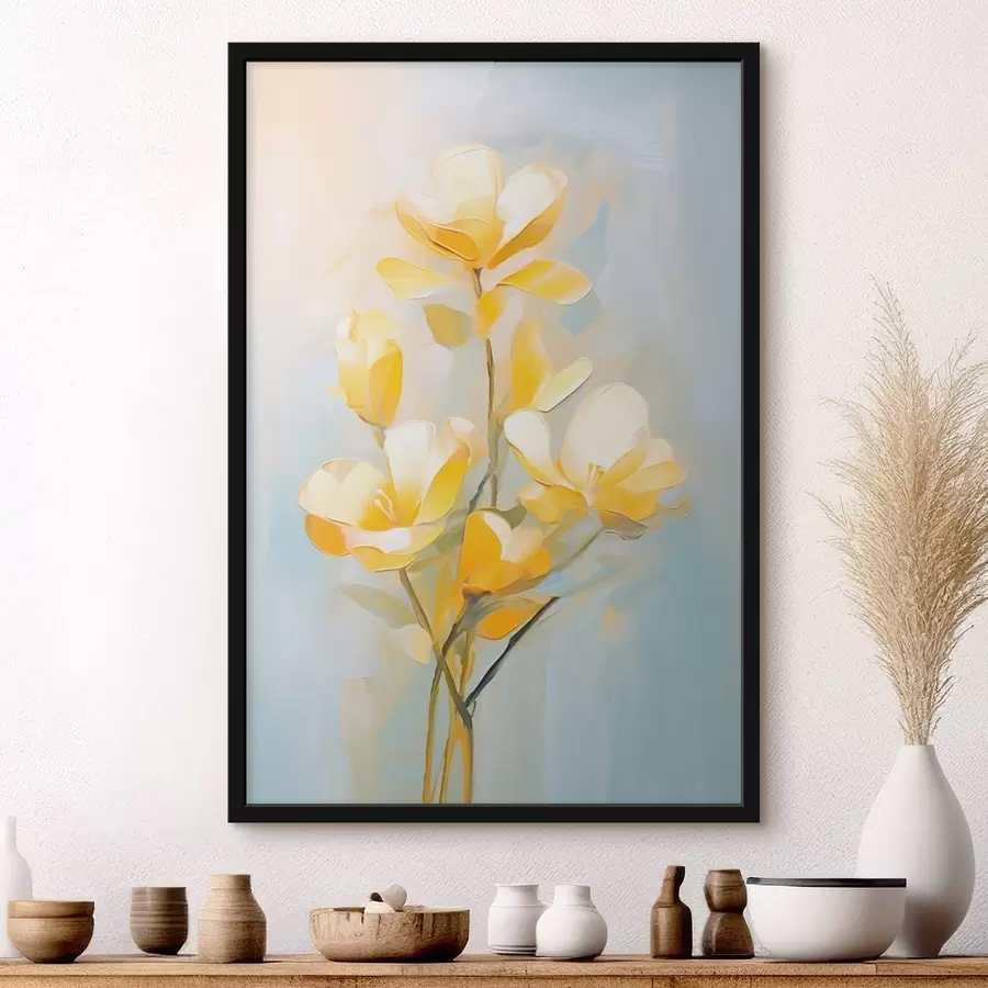 Fototapet Jemné žluté květy ve stylu olejomalby f45651