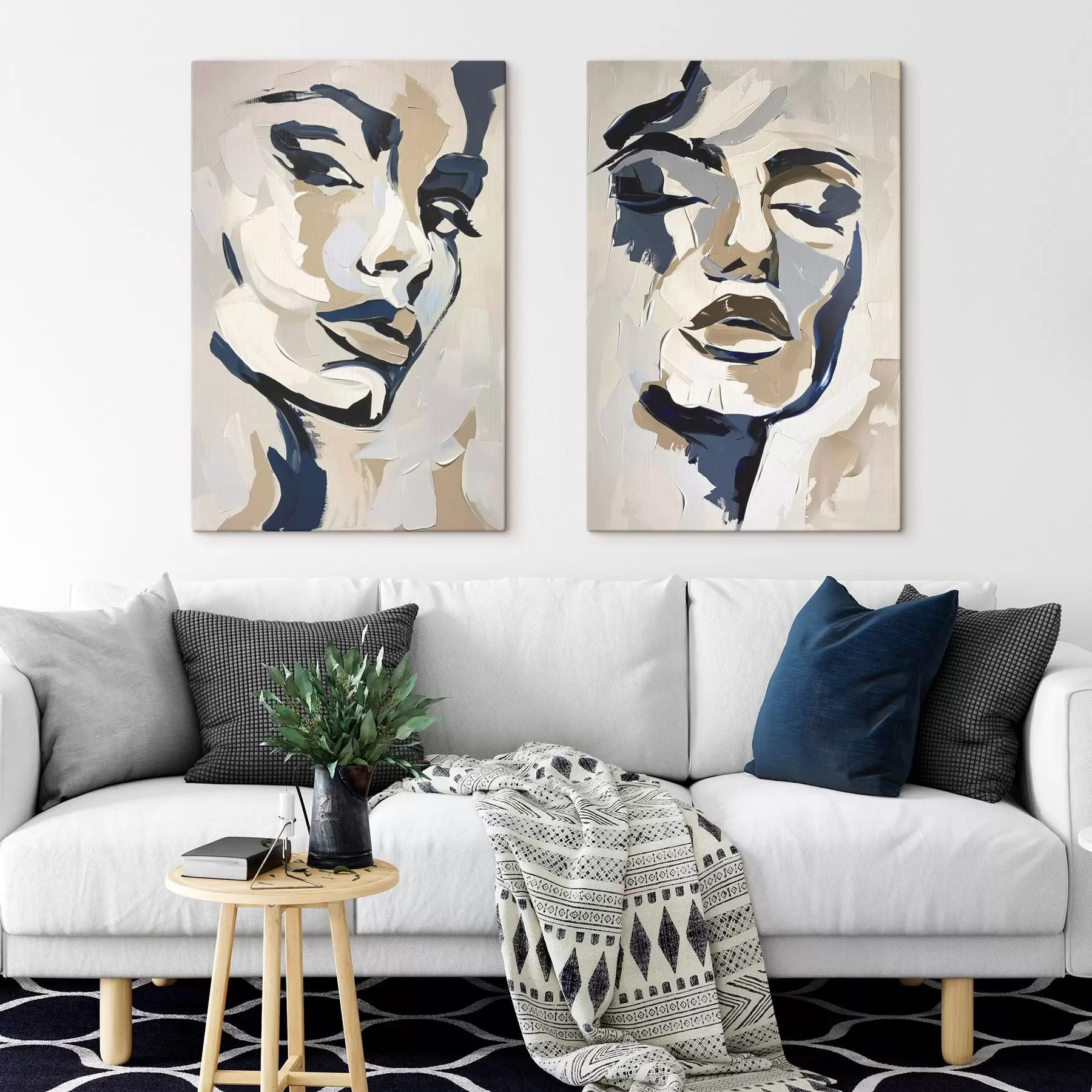 Obraz Abstraktní tváře žen s imitací tahů štětcem Č. m00713