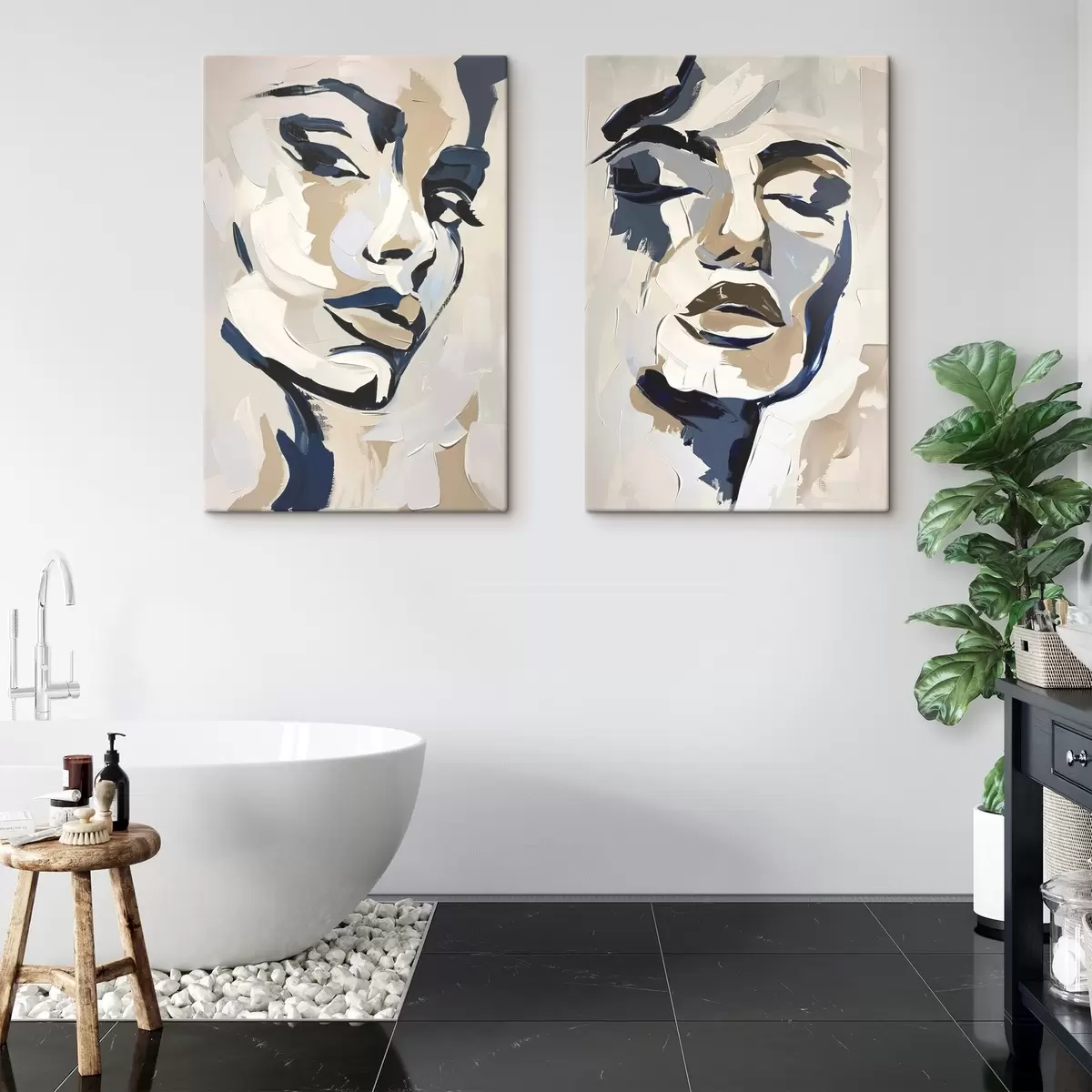 Obraz Abstraktní tváře žen s imitací tahů štětcem Č. m00713