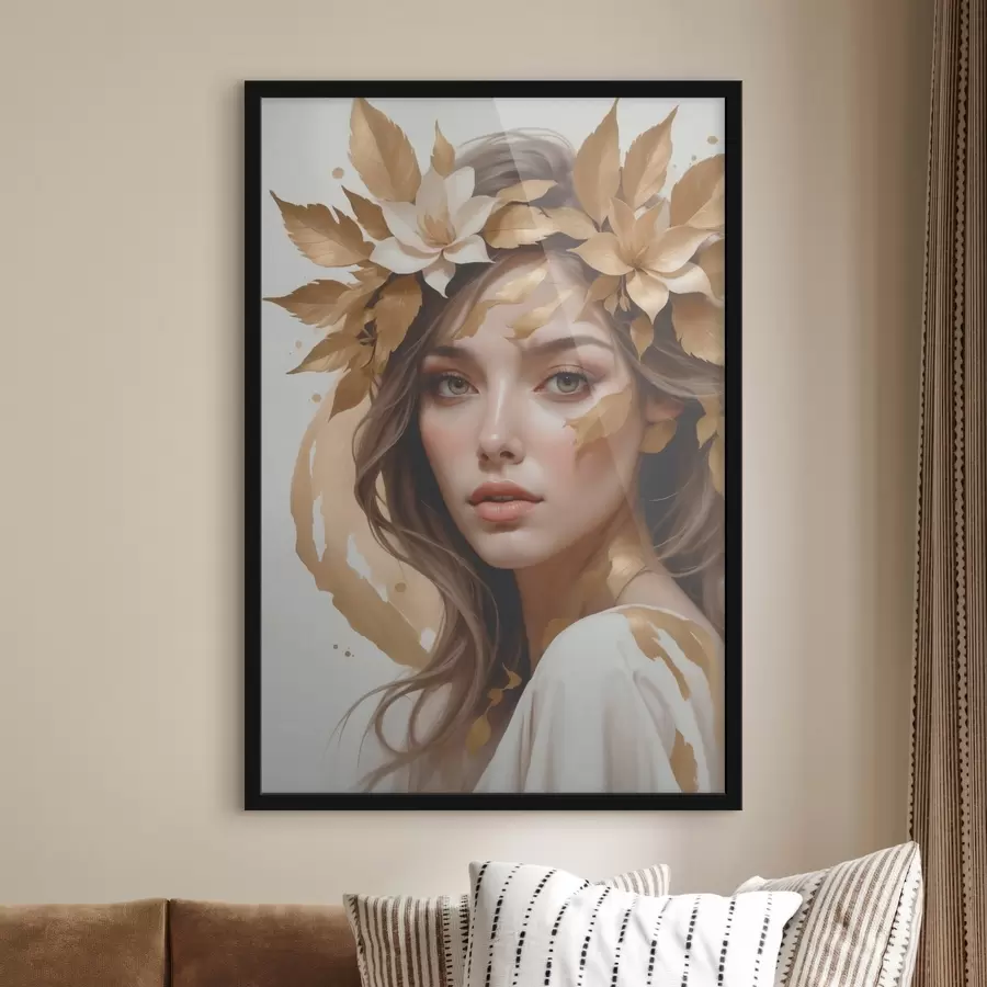 Fototapet Žena s listy ve vlasech f45748