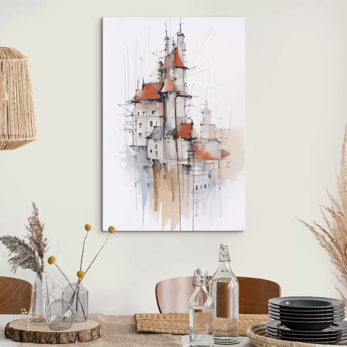 Obraz Domovy imitace skica a akvarel Č. s45764