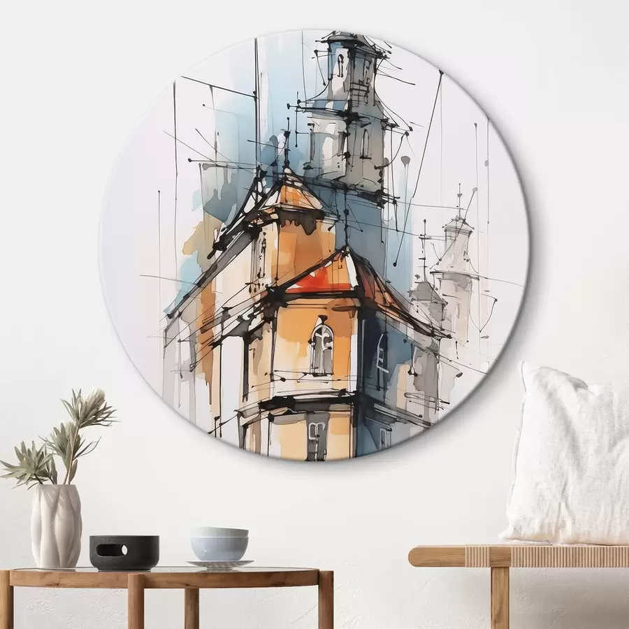 Obraz Domovy imitace skica a akvarel Č. r45765