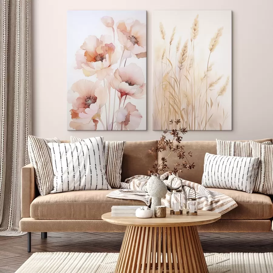 Obraz Mák a klásky, imitace akvarelu Č. m00723