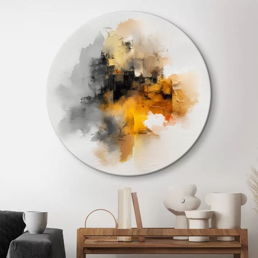 Obraz Abstraktní kompozice v oranžových a šedých tónech s texturou Č. r45238