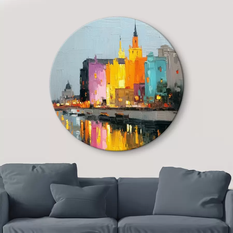 Obraz Světla města: živá krajina ve stylu impasto Č. r45242