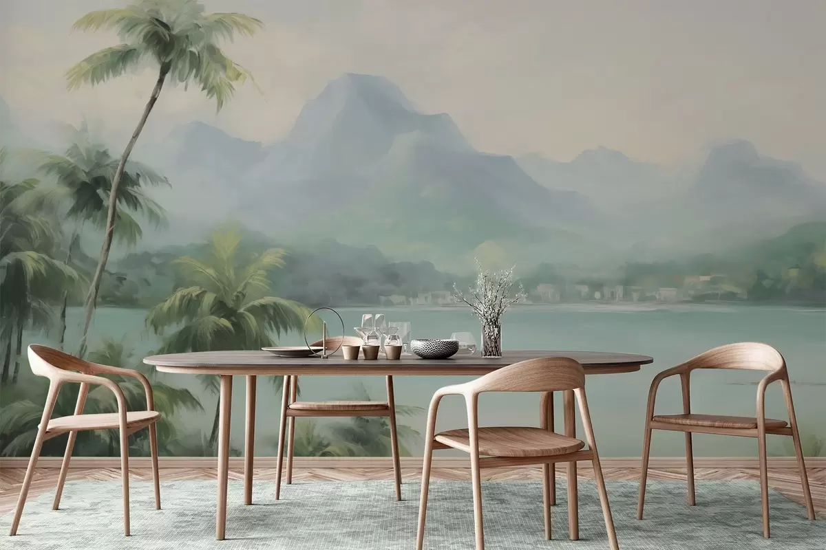 Fototapet Palmy na pozadí hor w04535