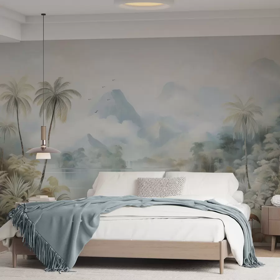 Fototapet Řeka v džungli poblíž hor w04536