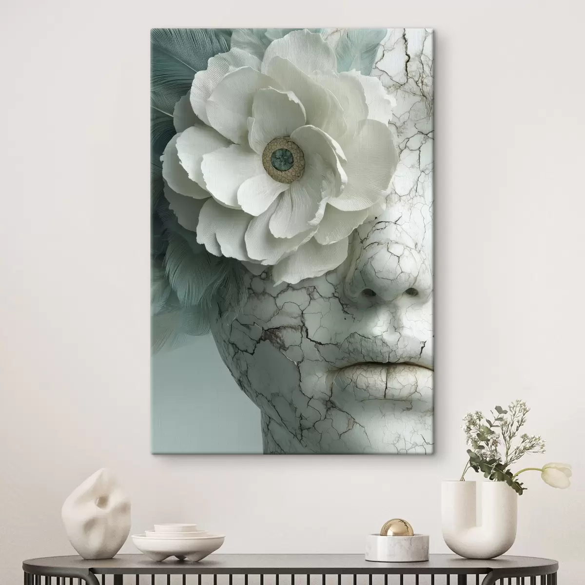 Obraz mramorová tvář dívky s květinou Č. s45709