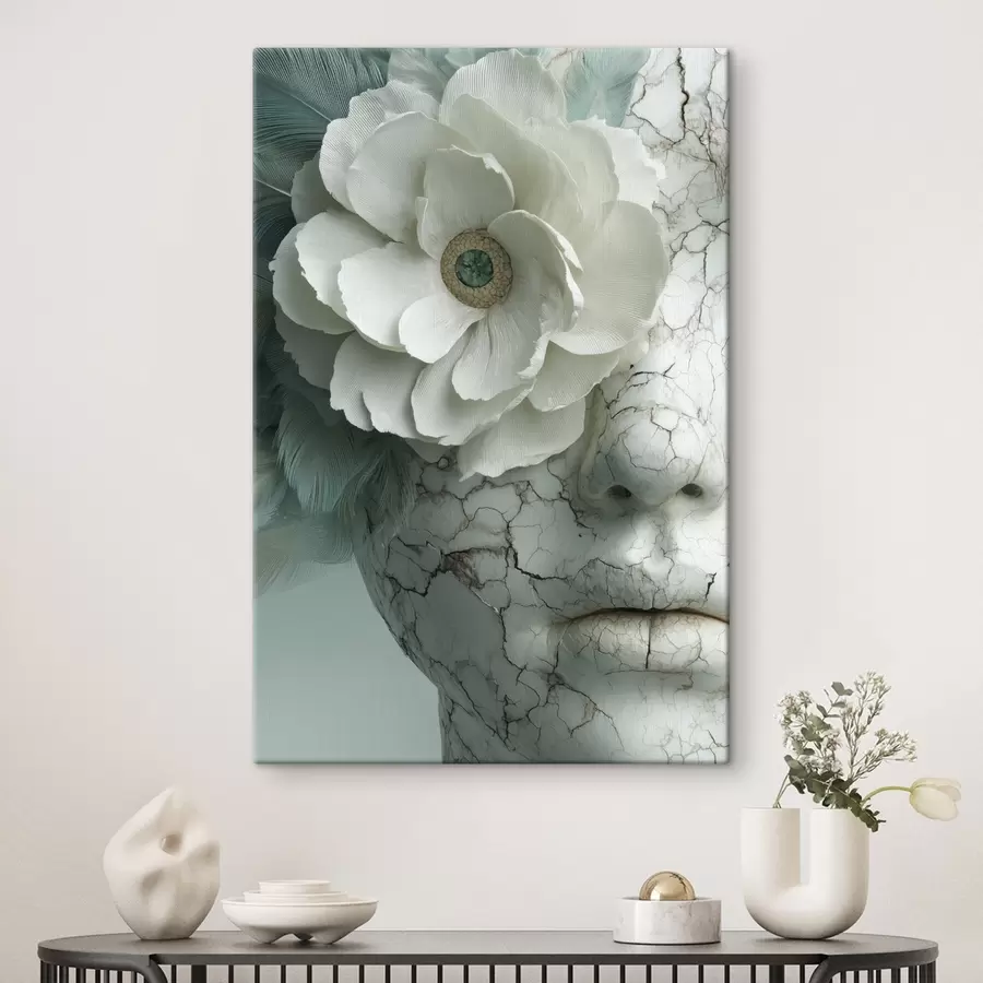 Obraz mramorová tvář dívky s květinou Č. s45709