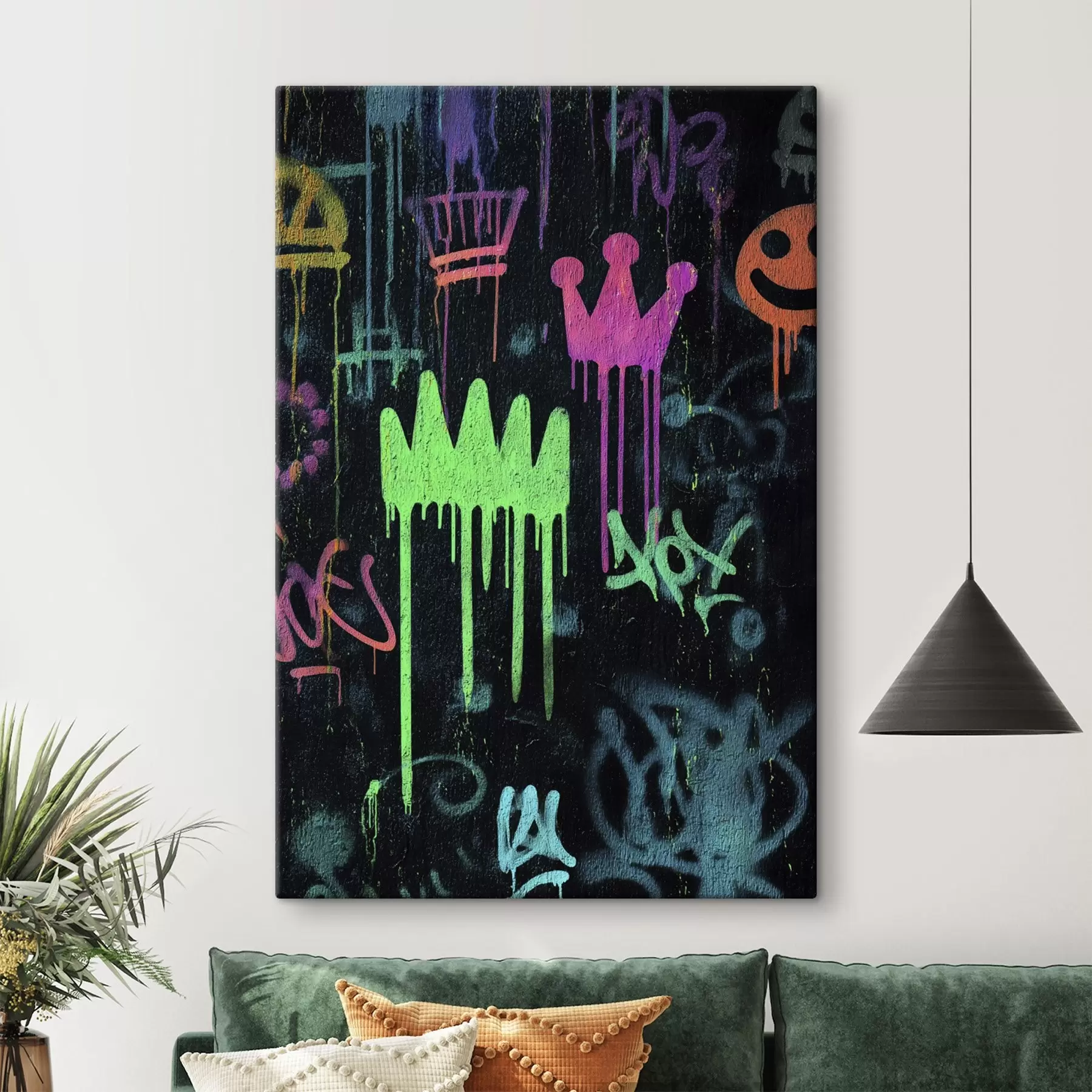 Obraz jasné pouliční graffiti na tmavém pozadí Č. s45718