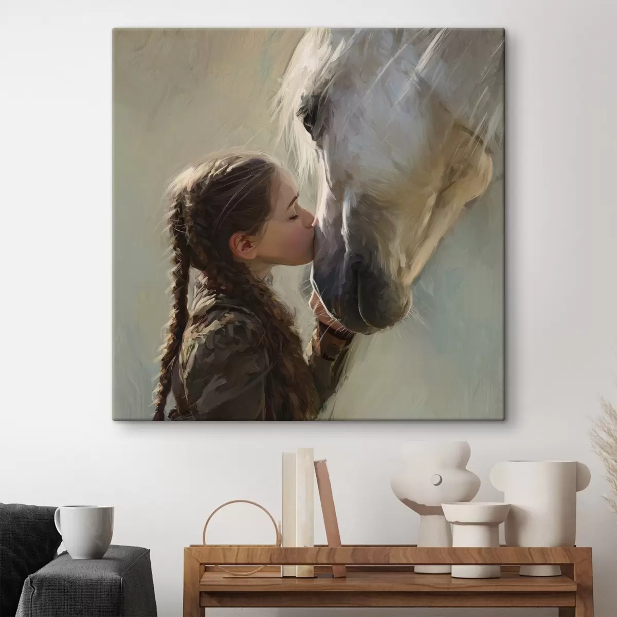 Obraz dívka líbající koně Č. s45731