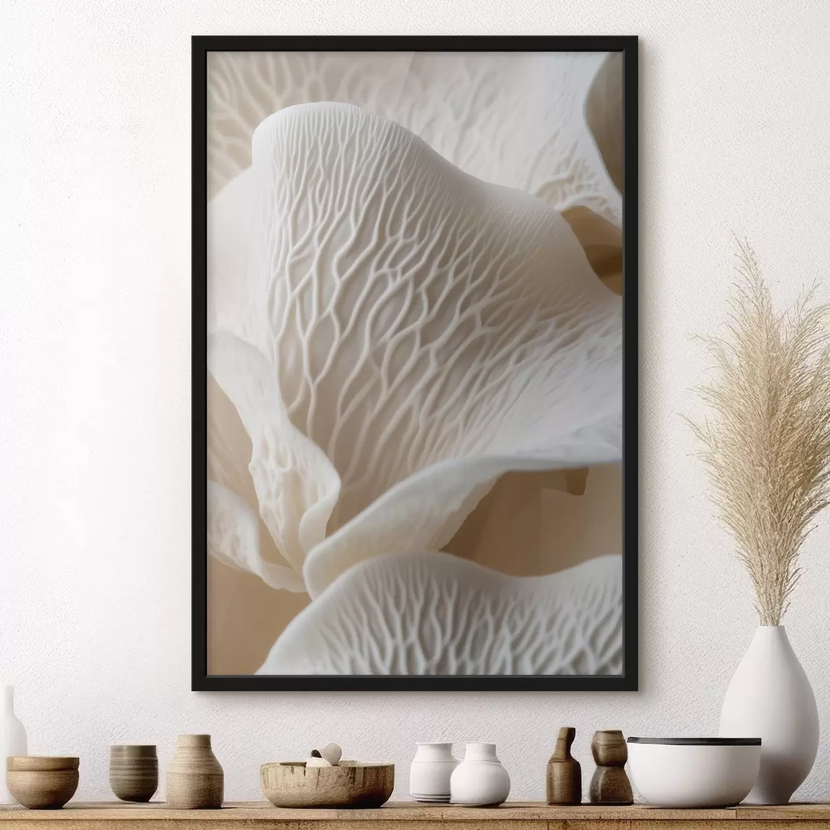 Poster okvětní lístky s žilkami v béžových tónech f45704