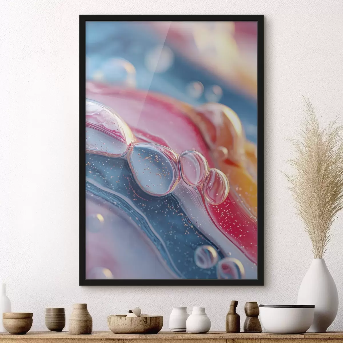 Poster barevné vlny s bublinkami f45705