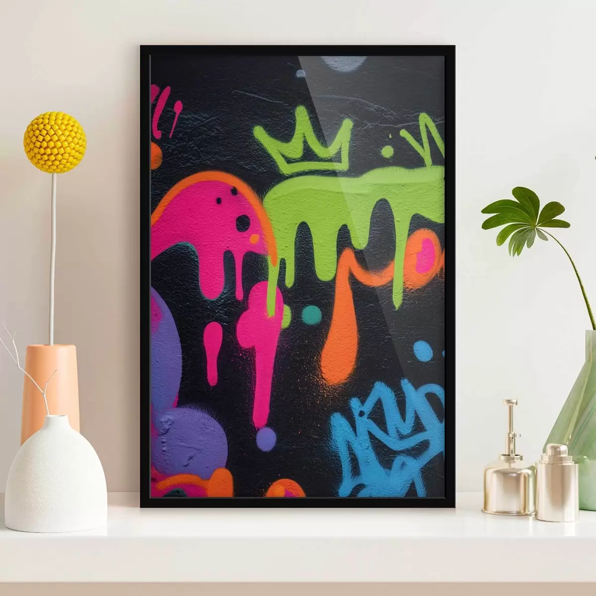 Poster jasné pouliční graffiti na tmavém pozadí f45716