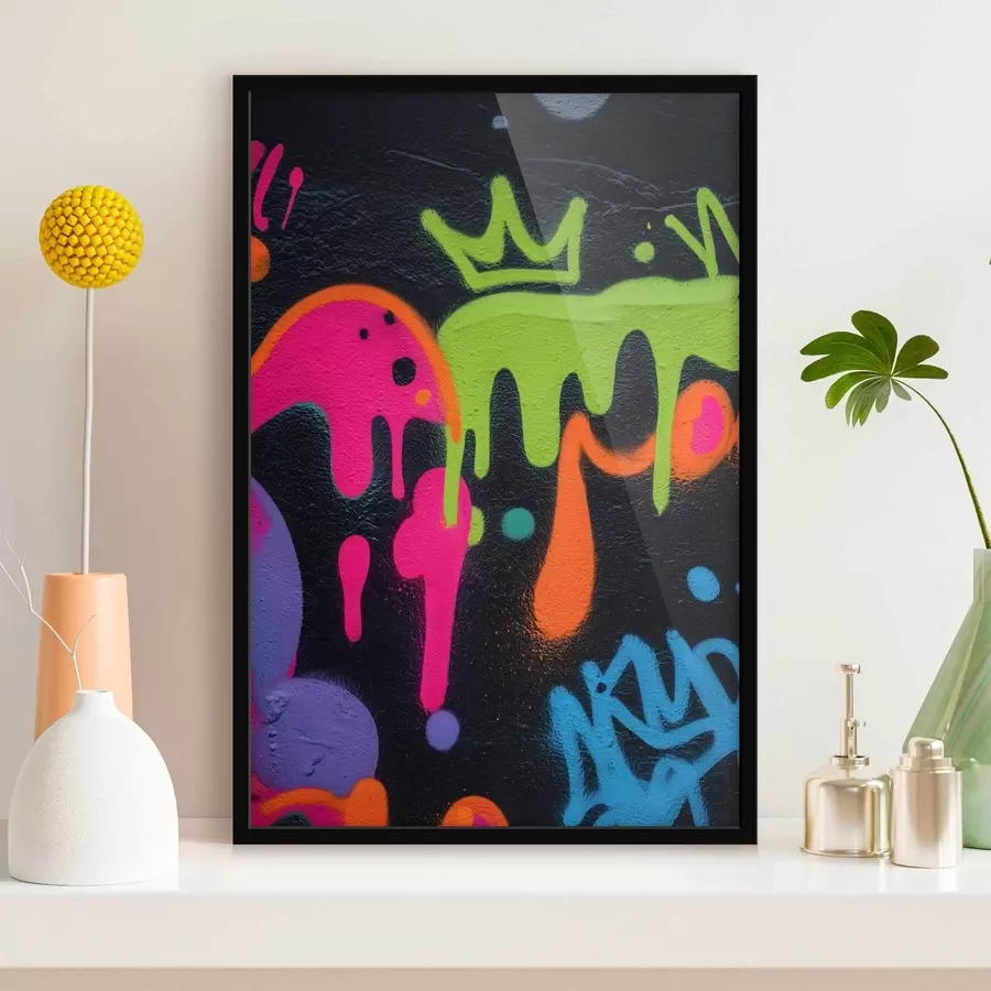 Fototapet jasné pouliční graffiti na tmavém pozadí f45716