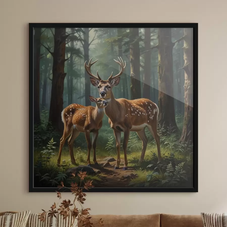 Fototapet jelen s kolouchem v lese f45732