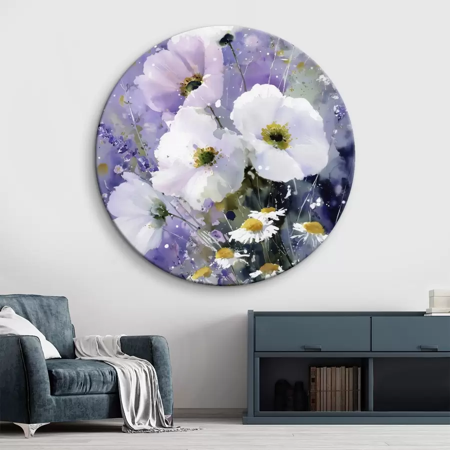 Obraz akvarelová kytice v lila a bílých tónech Č. r45719