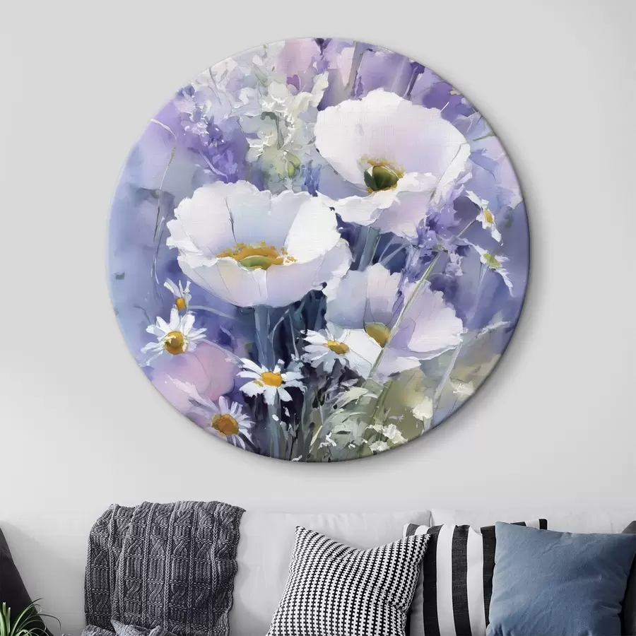 Obraz akvarelová kytice v lila a bílých tónech Č. r45720