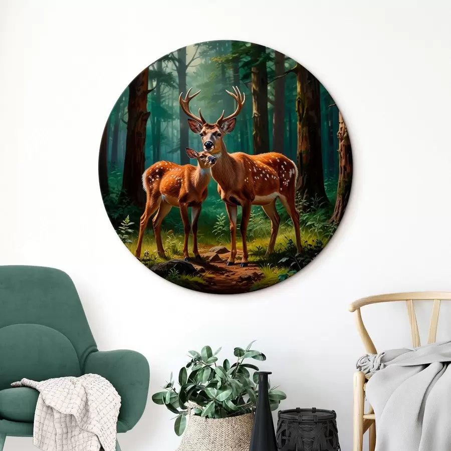 Obraz jelen s kolouchem v lese Č. r45732