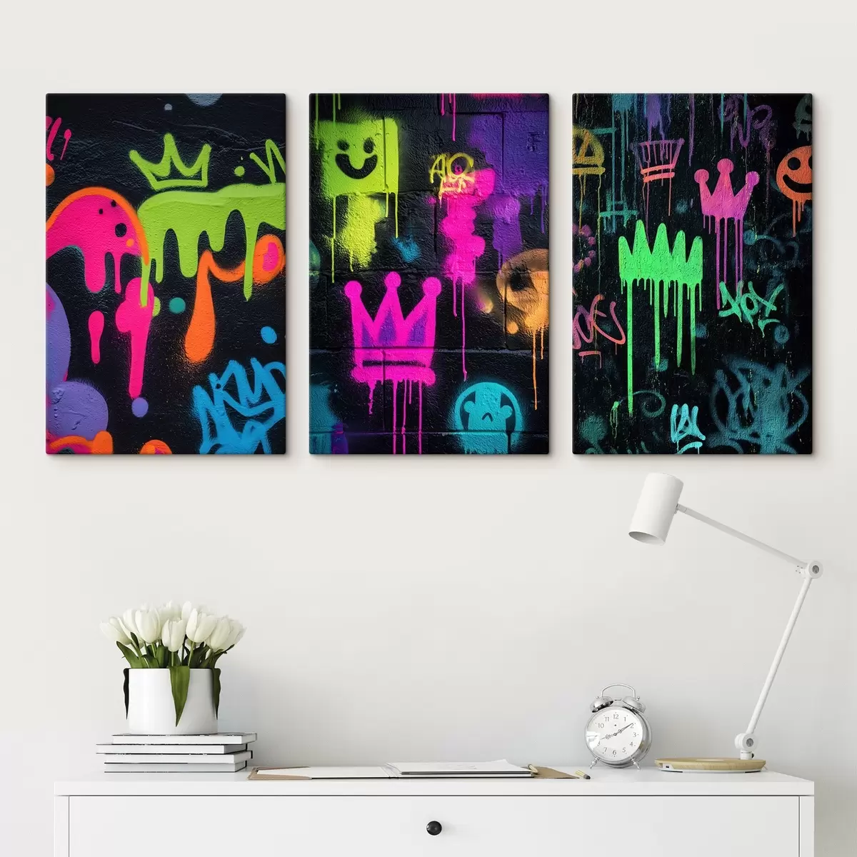 Obraz jasné pouliční graffiti na tmavém pozadí Č. m00703