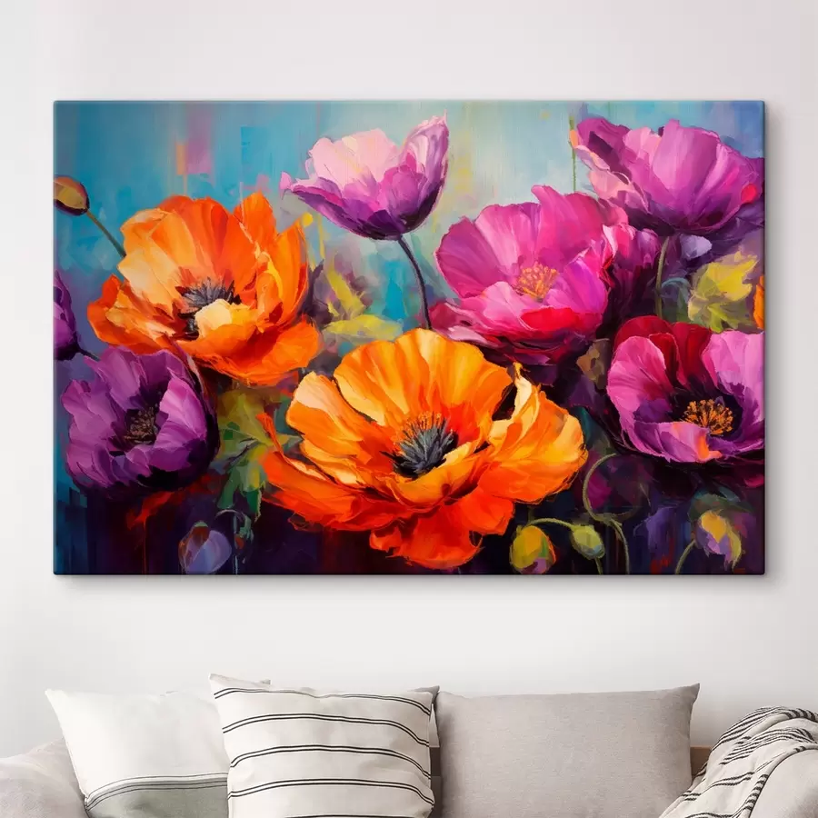 Obraz Zářivé máky v odstínech fialové a oranžové Č. s45804