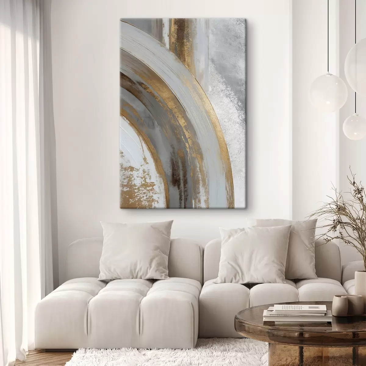 Obraz Abstraktní šedé a žluté půlkruhy Č. s45809