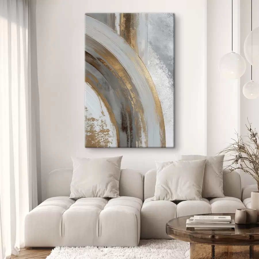 Obraz Abstraktní šedé a žluté půlkruhy Č. s45809