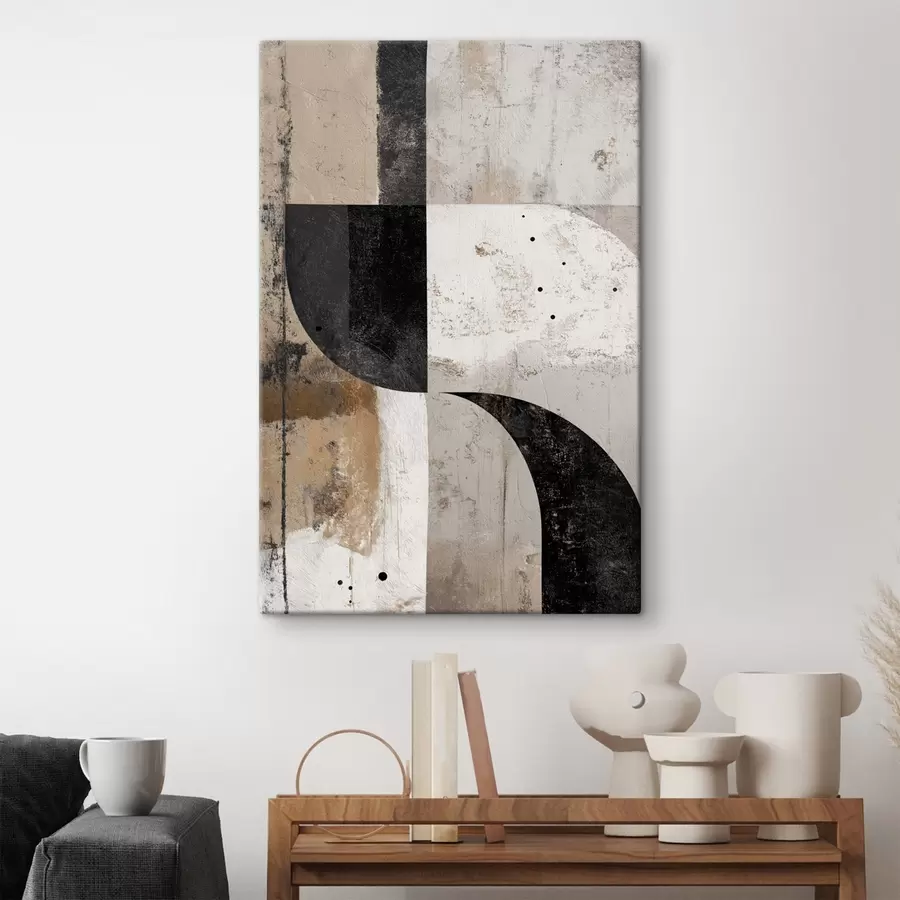 Obraz Geometrické tvary v béžových a černých tónech Č. s45811