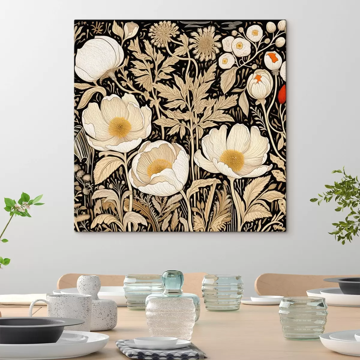 Obraz Krémové květy a trávy na černém pozadí Č. s45816