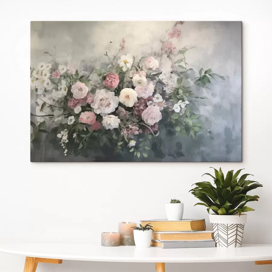 Obraz Romantická kytice růžových a bílých květin Č. s45817