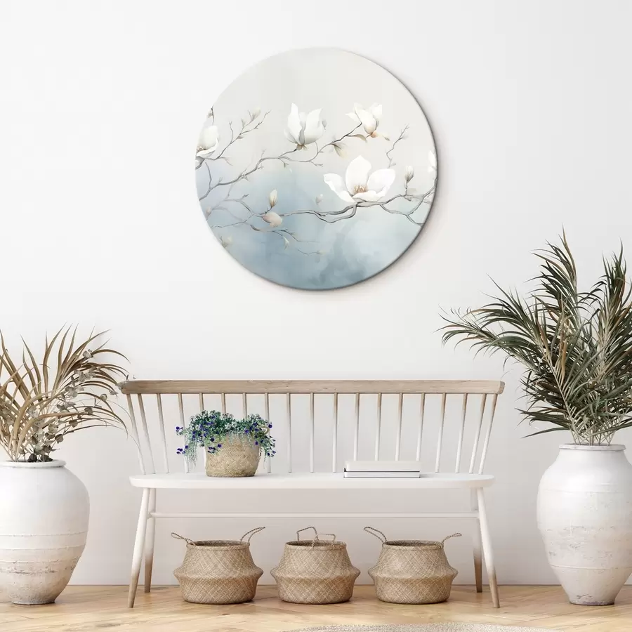 Obraz Větve magnólie s bílými květy na jemném pozadí Č. r45806