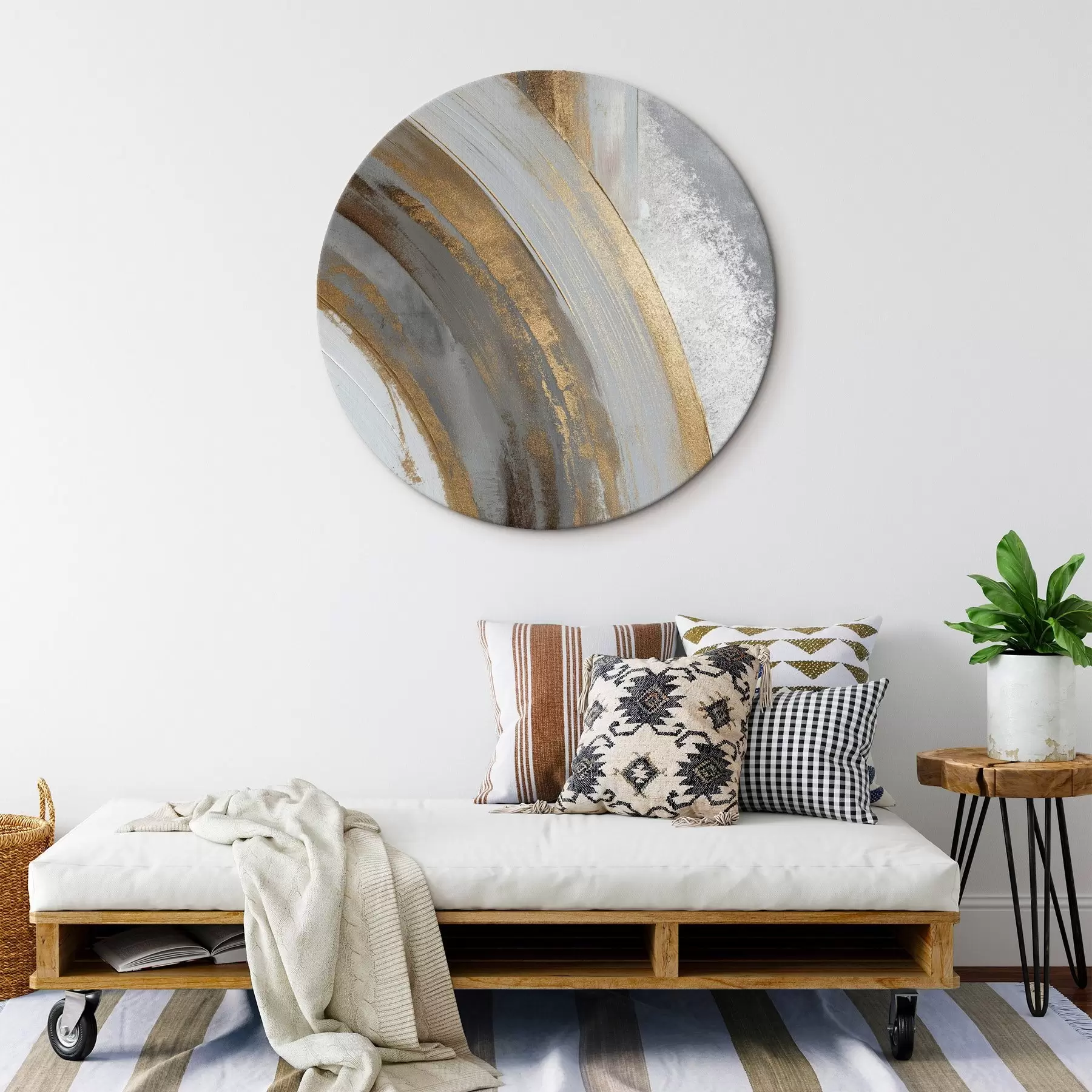 Obraz Abstraktní šedé a žluté půlkruhy Č. r45809