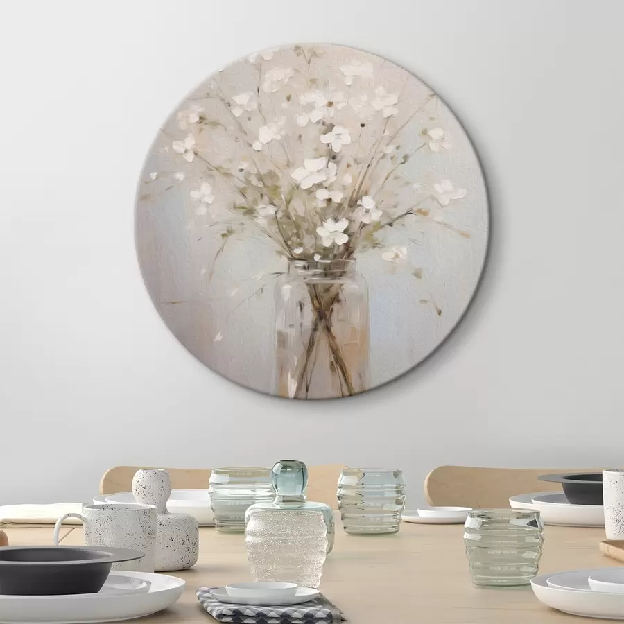 Obraz Kytice bílých květin v průhledné skleněné váze Č. r45814