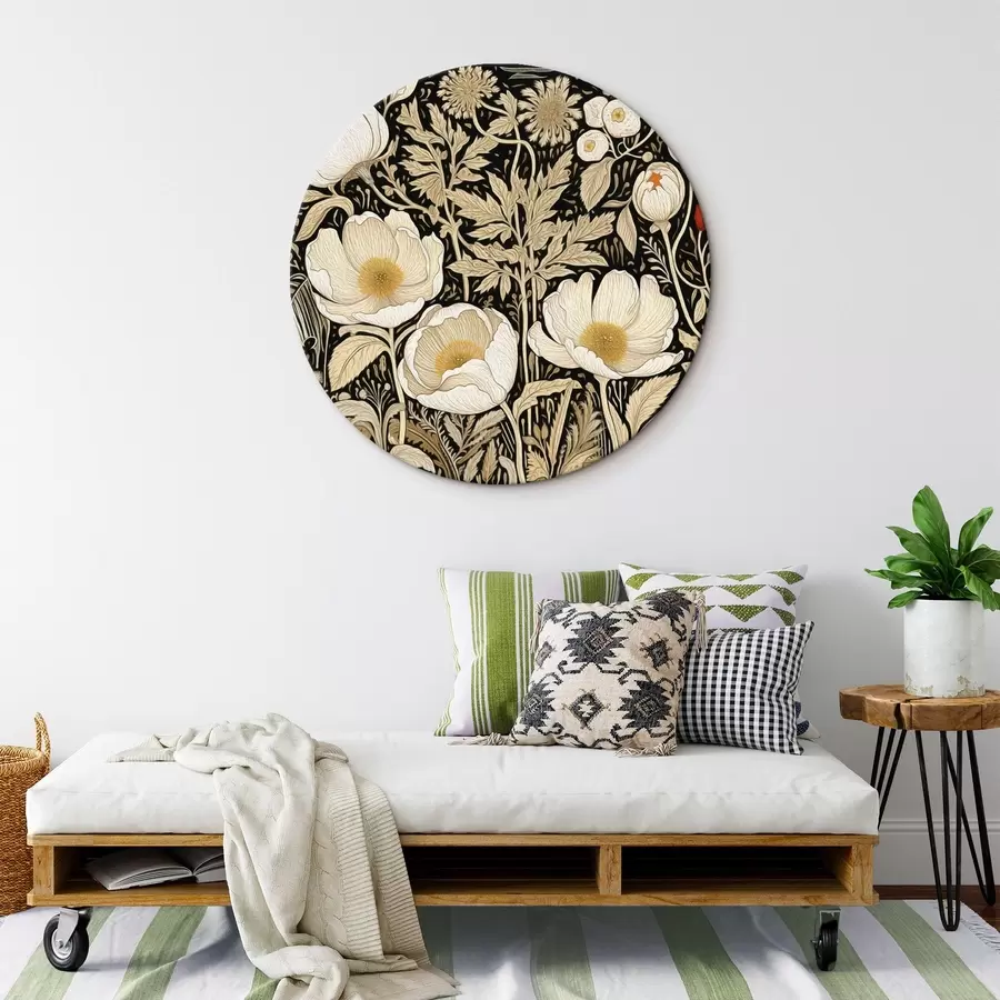 Obraz Krémové květy a trávy na černém pozadí Č. r45816