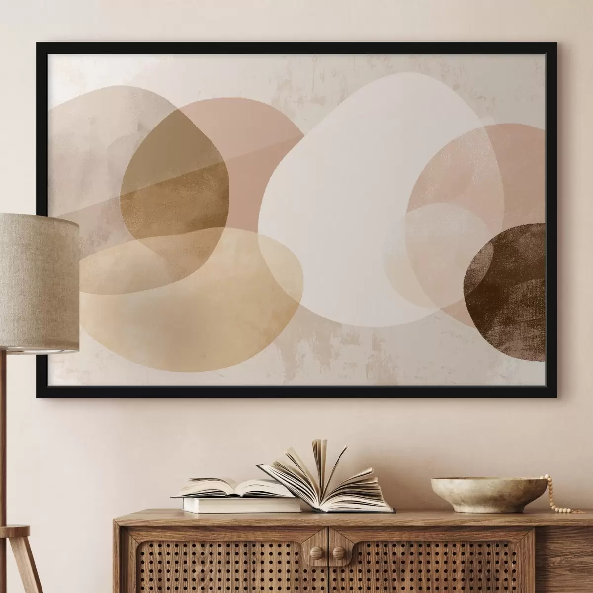 Poster Abstraktní průsvitné kruhy v teplé barevné paletě f45803