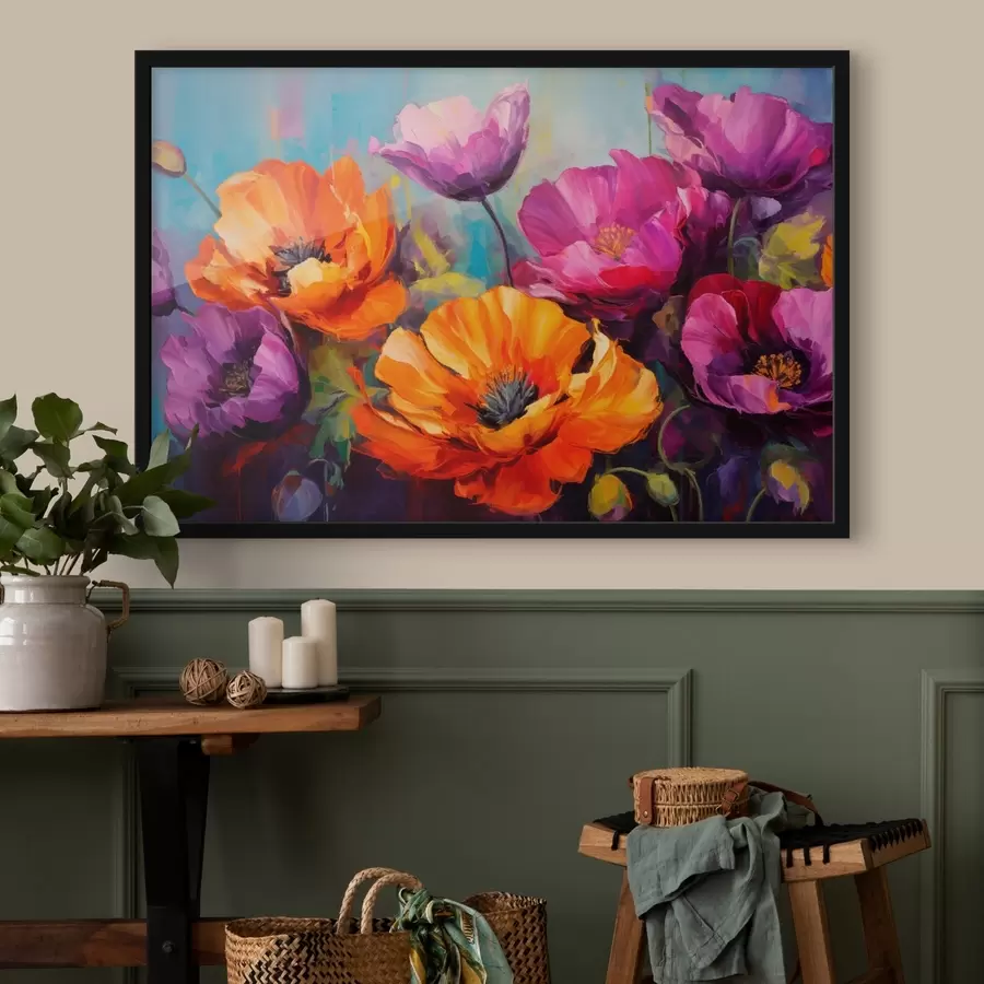 Fototapet Zářivé máky v odstínech fialové a oranžové f45804