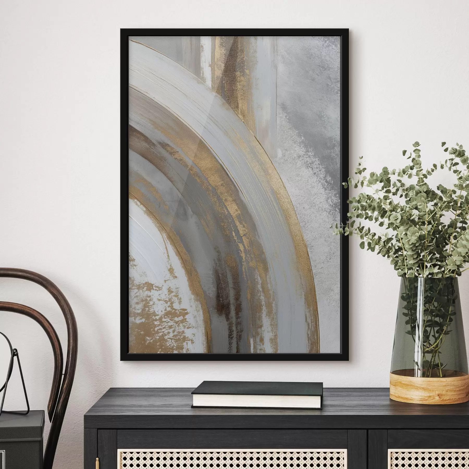 Fototapet Abstraktní šedé a žluté půlkruhy f45809