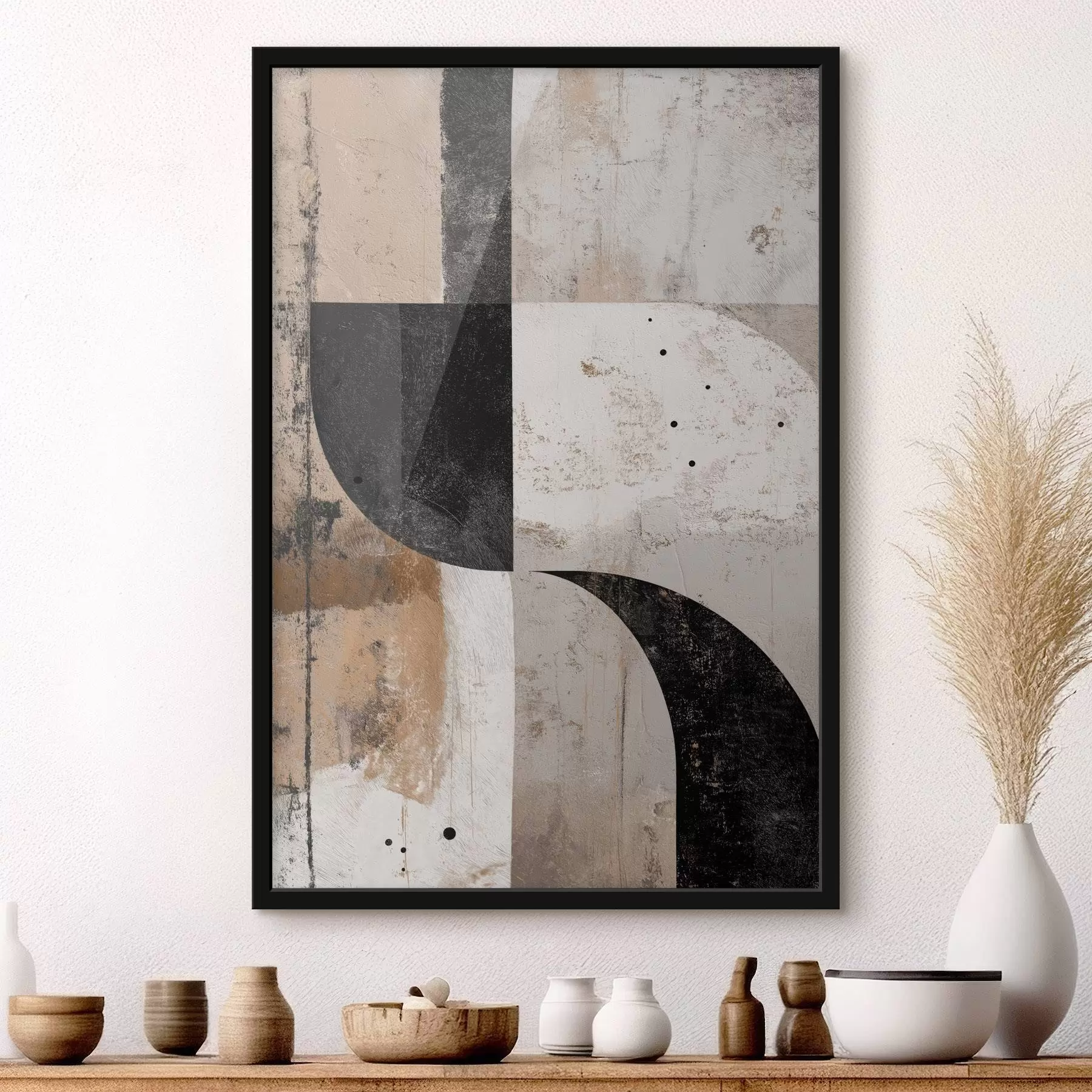 Fototapet Geometrické tvary v béžových a černých tónech f45811