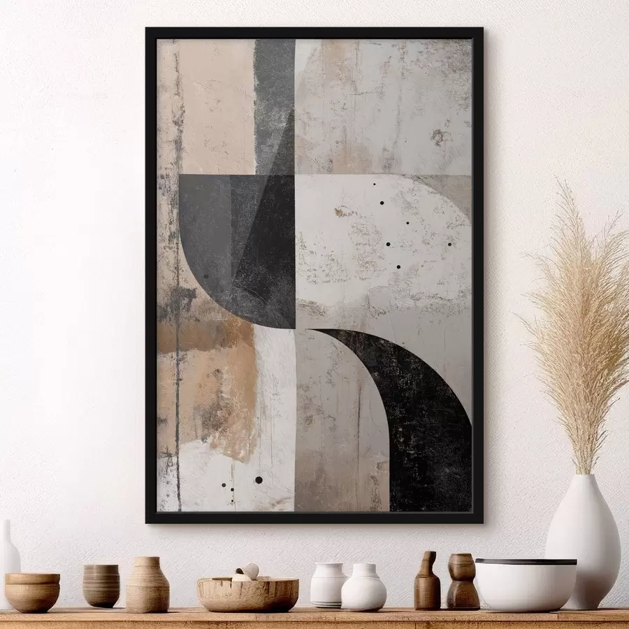 Fototapet Geometrické tvary v béžových a černých tónech f45811