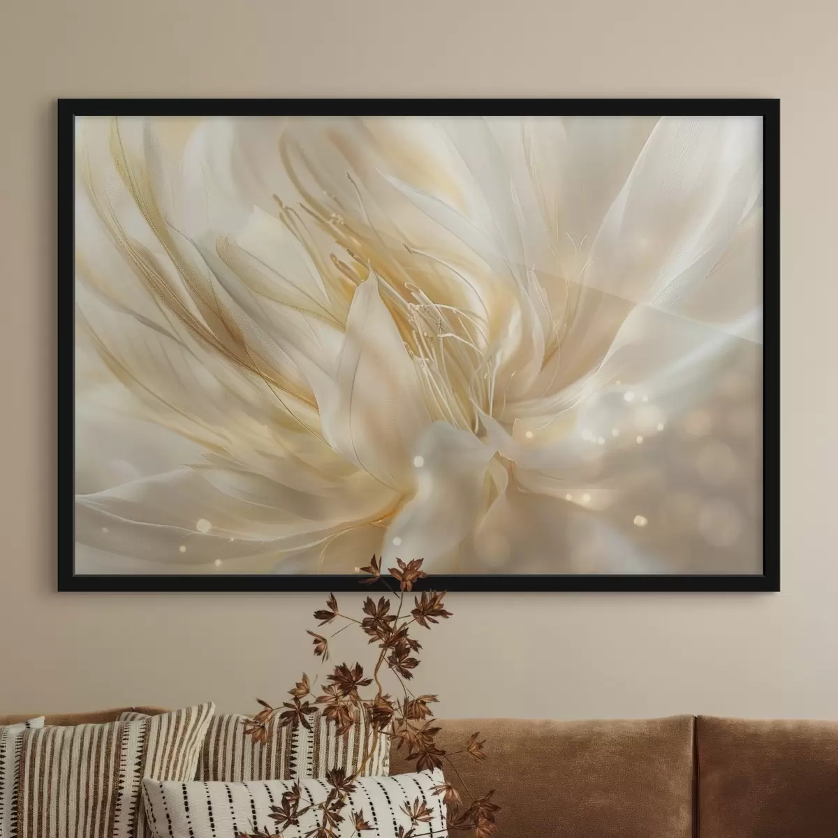 Poster Světlá abstraktní květina v žlutooranžovém záři f45819