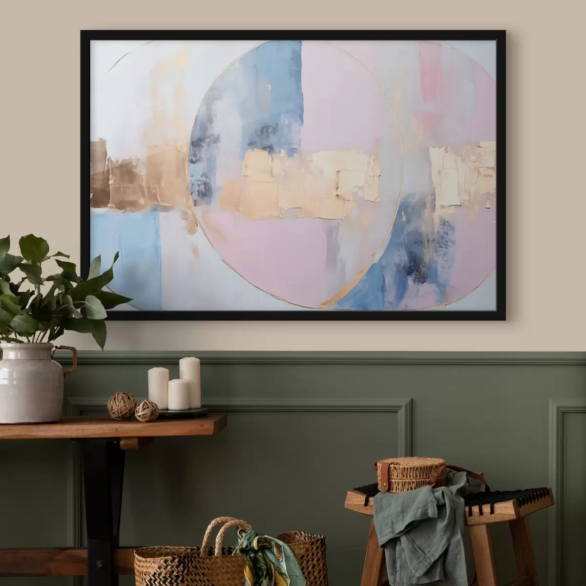 Poster Abstrakce v modro-růžových kruzích f45821