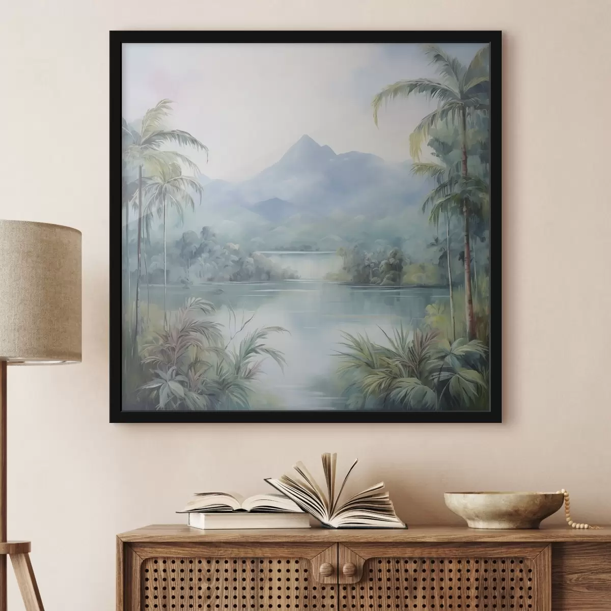 Poster Řeka v džungli před horou f45912