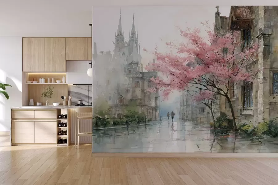 Fototapet akvarelový styl městské krajiny w04500