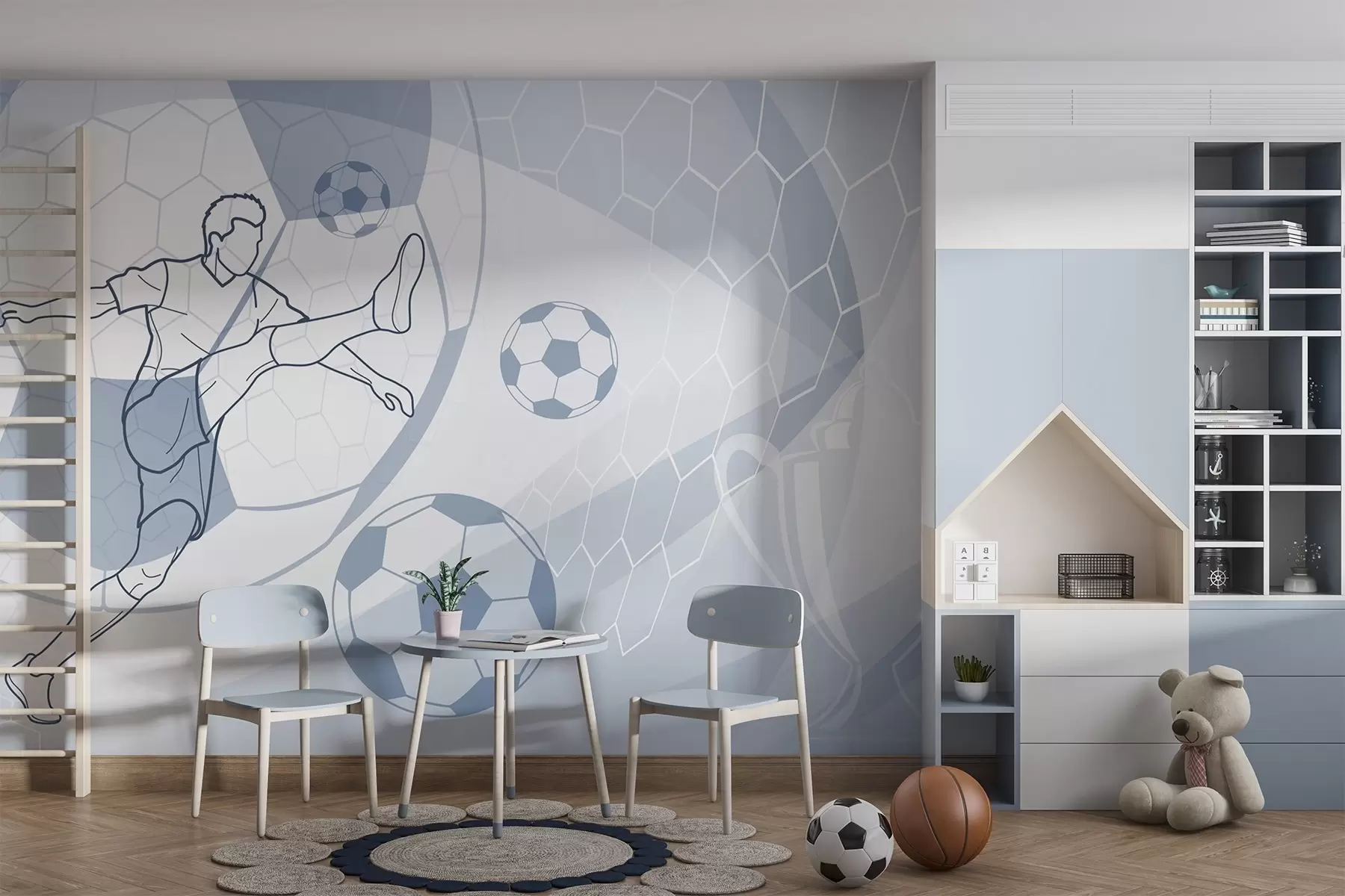 Fototapet Fotbalista a míče w04601