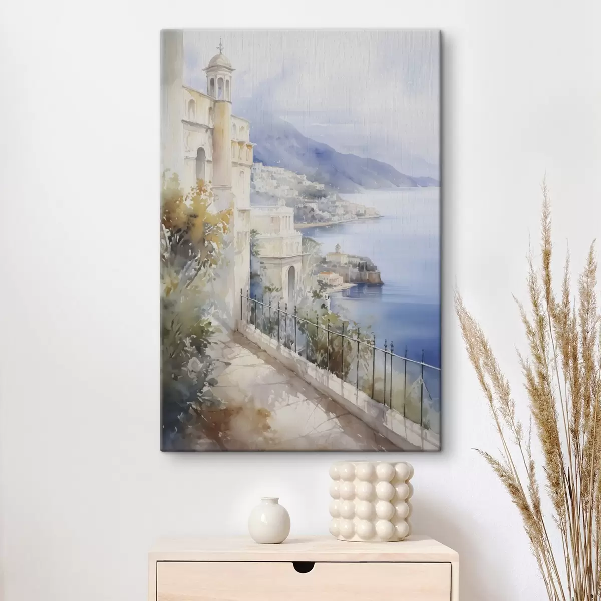 Obraz Zátoka poblíž města imitace akvarelu Č. s45979